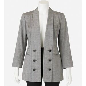 Vintage J Gallery Blazer Womens 7 8 Gray Herringbone Padded Shoulder Power Suit‎